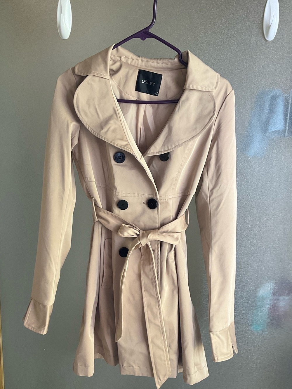 City Studio Women's Double-Breasted Trench Coat in Light Tan
